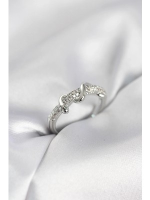 DS LLC Ietaks™ Gümüş Renk Zirkon Taşlı Sarmal Yılan Model Kadın Yüzük