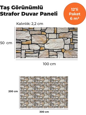 KnB Duvar Paneli ve Söve Buztaş Görünümlü  Strafor Duvar Paneli (12'li Paket)