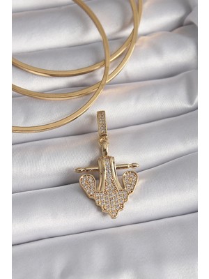 DS LLC Ietaks™ Pirinç Gold Renk Zirkon Taşlı Çapa Model Ajda Charm
