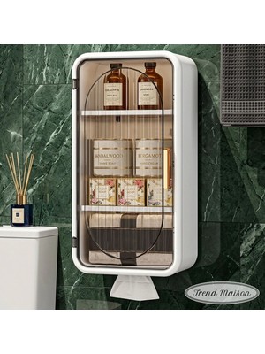 Trend Maison 1 Kapaklı Çok Amaçlı Yapışkanlı Duvar Rafı Organizer Banyo Dolabı Rafı ,şampuanlık,peçetelikli Organizer