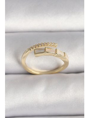 DS LLC Ietaks™ Pirinç Gold Renk Zirkon Taş Detaylı Yılan Model Ayarlanabilir Yüzük