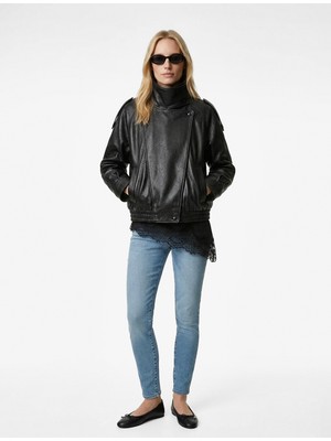 Koton Yüksek Bel Pamuklu Düğmeli Dar Paça Skinny Denim Pantolon - Skinny Push Up Fit Jean