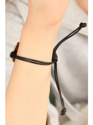 DS LLC Ietaks™ Love (Aşık) Siyah Deri Ipli Unisex Mood Bileklik