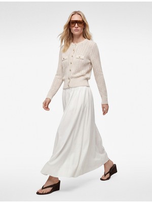 Koton Düğmeli Uzun Kollu Bisiklet Yaka Ajurlu Triko Hırka