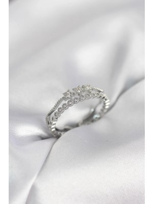 DS LLC Ietaks™ Gümüş Renk Minimal Yıldızlı Model Kadın Yüzük