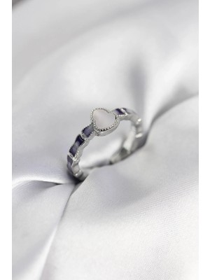 DS LLC Ietaks™ Gümüş Renk Mineli Su Kabağı Model Kadın Yüzük