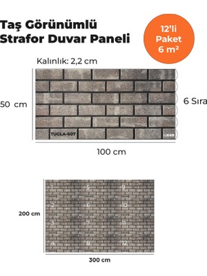 KnB Duvar Paneli ve Söve Tuğla Görünümlü  Strafor Duvar Paneli (12'li Paket)
