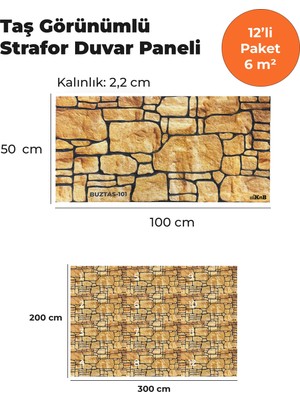 KnB Duvar Paneli ve Söve Buztaş Görünümlü  Strafor Duvar Paneli (12'li Paket)