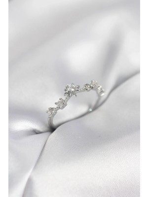 DS LLC Ietaks™ Gümüş Renk Gece Temalı Zirkon Taşlı Kadın Yüzük