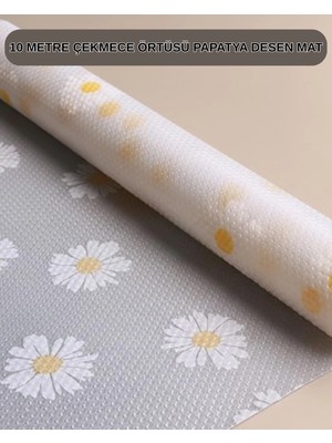 DS LLC 10 Metre Papatya Desenli Kaymaz Çok Amaçlı Dolap Içi Örtü