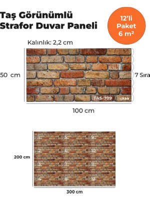 KnB Duvar Paneli ve Söve Taş Görünümlü Strafor Duvar Paneli (12'li Paket)
