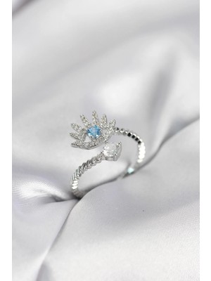 DS LLC Ietaks™ Gümüş Renk Göz Model Zirkon Taşlı Kadın Yüzük