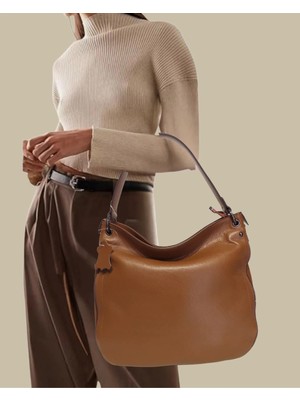 Atelier Terra Marea Espırıon Taba Kahve | Hakiki Deri Kadın Tote ve Ince Askılı Omuz Çantası