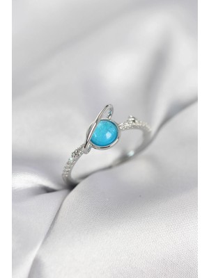 DS LLC Ietaks™ Gümüş Renk Zirkon Taşlı Satürn Model Kadın Yüzük