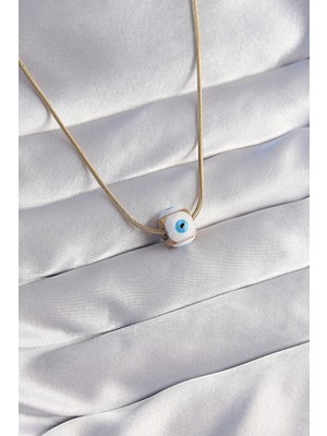 DS LLC Ietaks™ 316L Çelik Gold Renk Mineli Nazar Model Kolye