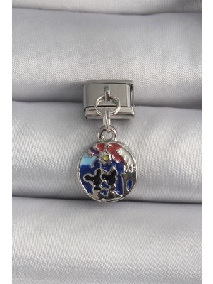 DS LLC Ietaks™ 316L Çelik Gümüş Renk Sallantı Dünya Model Nomination Charm