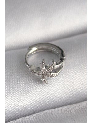 DS LLC Ietaks™ 316L Çelik Gümüş Renk Zirkon Taşlı Deniz Yıldızı Model Tragus Piercing