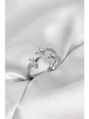 DS LLC Ietaks™ Minimal Kutup Yıldızı Model Gümüş Renk Kadın Yüzük