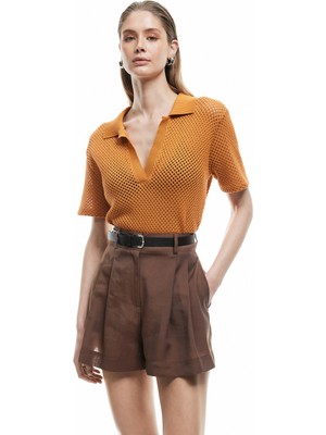 Koton Pamuklu Ajurlu Kısa Kollu Polo Yaka Kroşe Tişört