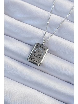 DS LLC Ietaks™ 316L Çelik Zincir Eskitme Gümüş Renk Ay Figürlü Tarot Kolye