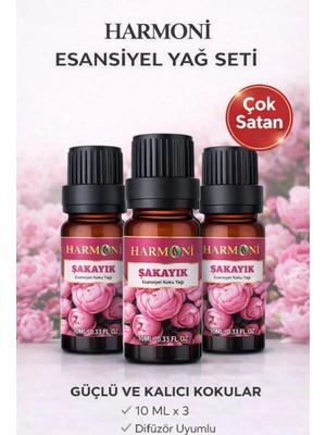 Harmoni Şakayık Çiçeği Esansiyel Uçucu Koku 3X10ML Difüzör Esansı Buhurdanlık Yağı ve Oda Kokusu