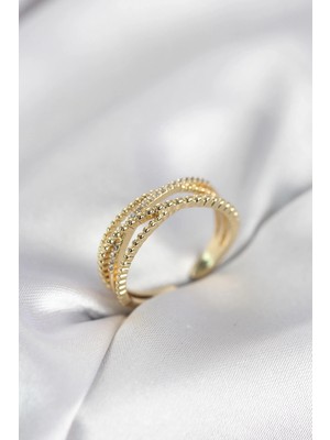 DS LLC Ietaks™ Gold Renk Sarmal Model Kadın Yüzük