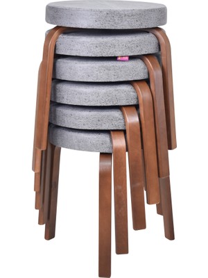 Vilinze Ege Kestane Ahşap Ayak Istiflenebilir Mutfak-Balkon Taburesi (6 Adet)