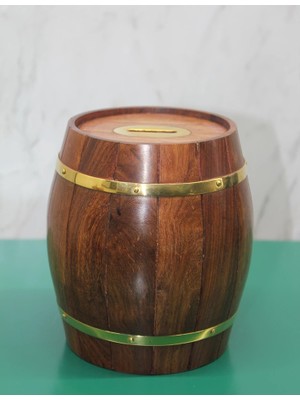 DS LLC Pirinç Ahşap Fıçı Kumbara 1996