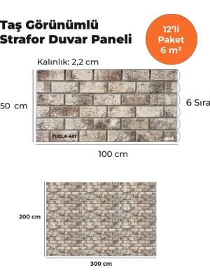 KnB Duvar Paneli ve Söve Tuğla Görünümlü  Strafor Duvar Paneli (12'li Paket)