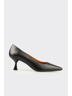 Elle Siyah Deri Kadın Stiletto