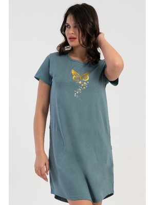 Vienetta Kadın Kısa Kol Yeşil Gecelik C4T3N0015