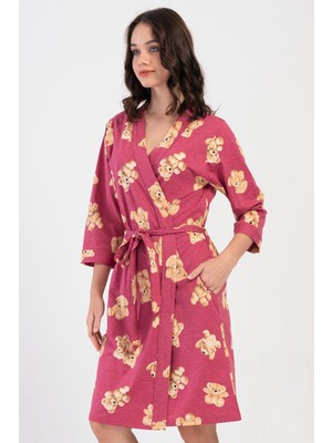 Vienetta Kadın Kapri Kol Bordo Sabahlık C2T7N4804