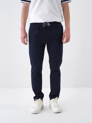 Xint Erkek Lacivert Pamuk Dokulu Slim Fit Jogger