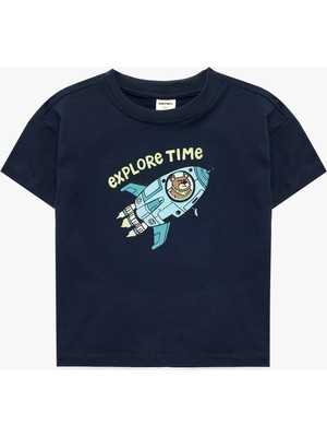 Koton Pamuklu Bisiklet Yaka Kısa Kollu Baskılı Tişört