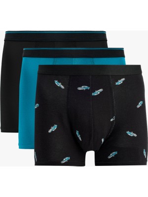Koton Regular Fit Desenli Pamuklu 3'lü Boxer Seti