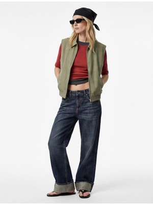 Koton Regular Fit Cepli Fermuarlı Kolsuz Bomber Yelek