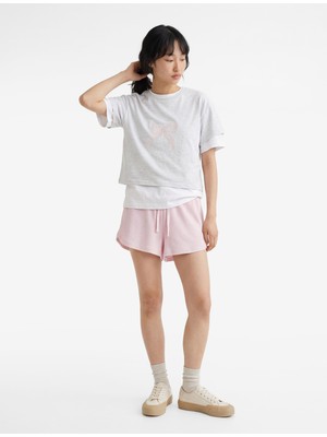 Koton Slim Fit Kısa Kollu Bisiklet Yaka Fiyonk Nakışlı Tişört