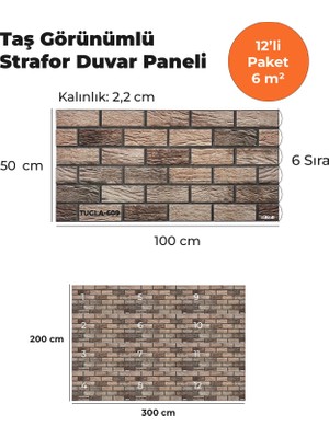 KnB Duvar Paneli ve Söve Tuğla Görünümlü  Strafor Duvar Paneli (12'li Paket)