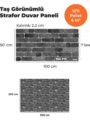 KnB Duvar Paneli ve Söve Taş Görünümlü Strafor Duvar Paneli (12'li Paket)