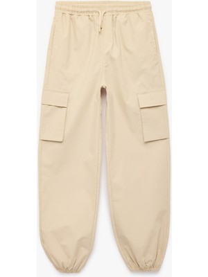 Koton Pamuklu Kapaklı Cep Detaylı Beli Bağcıklı Oversize Jogger Pantolon