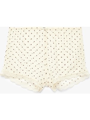 Koton Puantiye Desenli Dantelli Mini Şort Pijama Altı