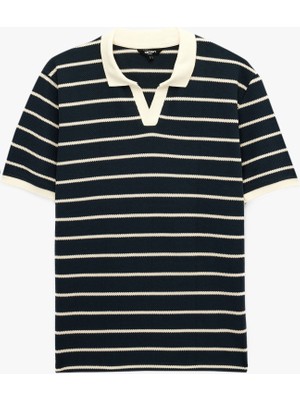 Koton Pamuklu Regular Fit Kısa Kollu Çizgili Polo Yaka Tişört