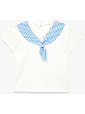 Koton Pamuklu Kısa Kollu Bisiklet Yaka Kontrast Yakalı Tişört