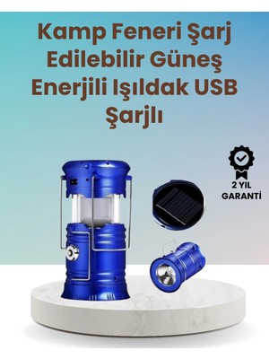 DS LLC Şarj Edilebilir Güneş Enerjili Kızaklı Kamp Feneri – USB Çıkışlı, Katlanabilir, Dayanık