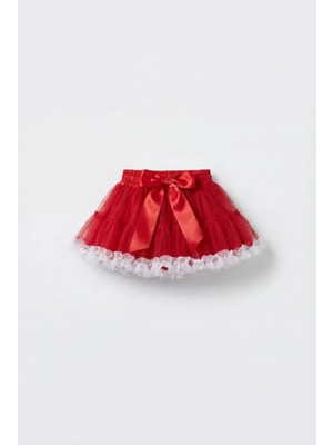 Magu Kız Çocuk Karnaval Kırmızı Tül Etek - Fiyonk Detaylı Kat Kat