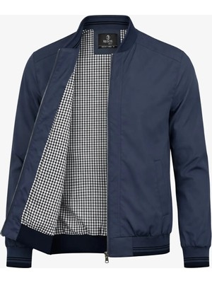 Regos Erkek Lacivert Bonded Kumaş Regular,rahat Kalıp Hakim Yaka Mevsimlik Yazlık Mont