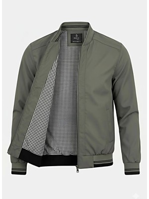 Regos Erkek Haki Bonded Kumaş Regular,rahat Kalıp Hakim Yaka Mevsimlik Yazlık Mont