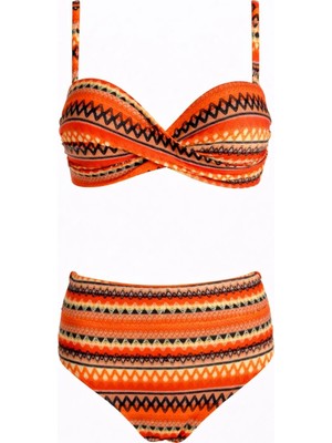 Sailor Moda Dönmeli Yüksek Bel Bikini Takım