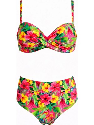 Sailor Moda Dönmeli Yüksek Bel Bikini Takım