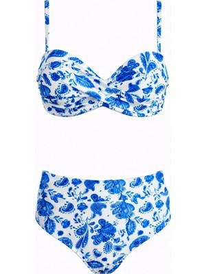Sailor Moda Dönmeli Yüksek Bel Bikini Takım